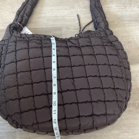 Urban Fit by Urban Expressions Quilted Puffer Hobo Carry All Tote in Brown - Picture 8 of 14